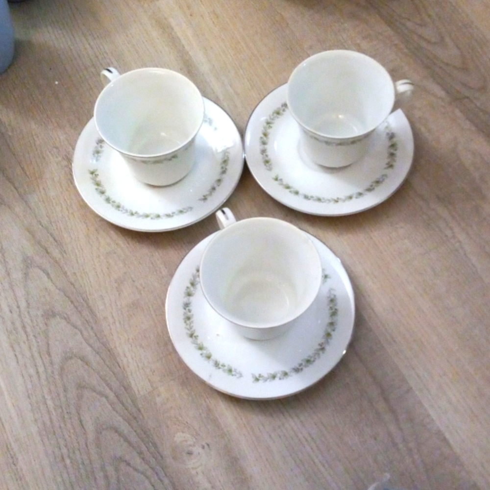 COPY - Justine Towne House China set of 3 cups and saucers.
